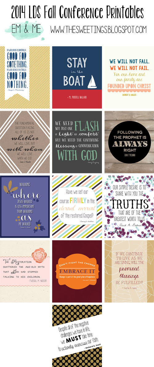 em &amp; me: 2014 Fall Conference Printables Part II