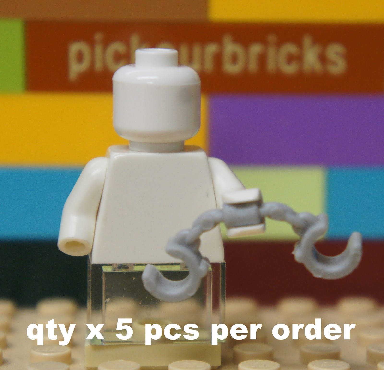 LEGO 61482 Medium Gray HANDCUFFS CUFFS Weapons for Minifigure 5 Pcs