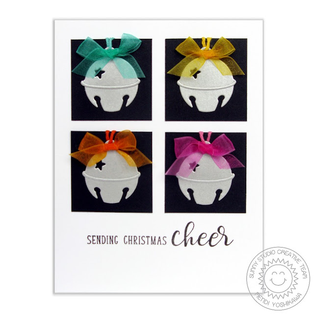 Sunny Studio Stamps: Silver Bells Holiday Christmas Card by Mendi Yoshikawa