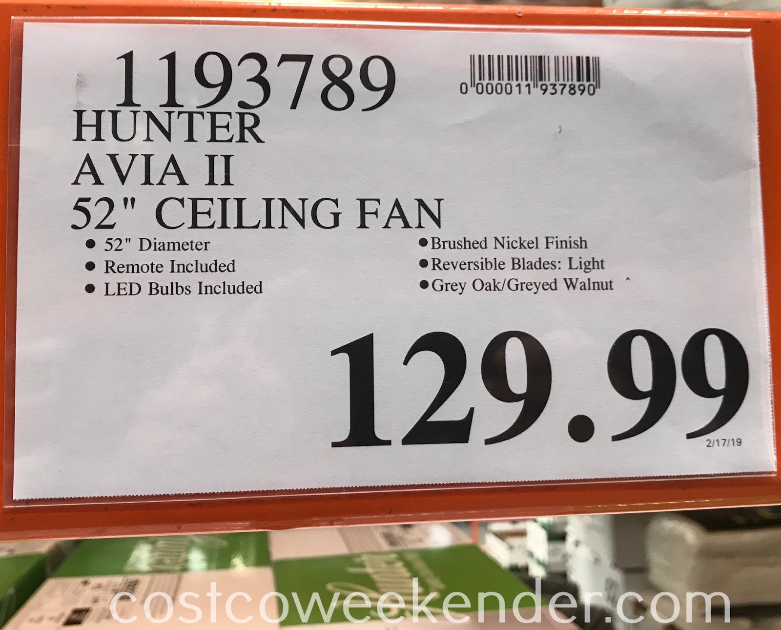 Hunter Avia II Ceiling Fan | Costco Weekender