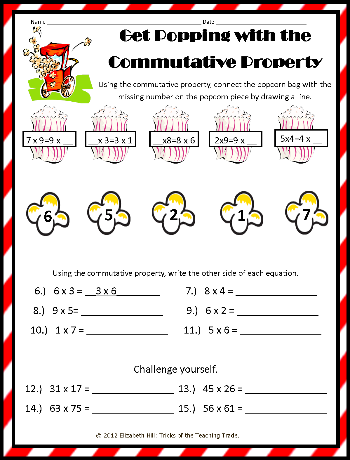 Free Printable Commutative Property Of Multiplication Worksheets