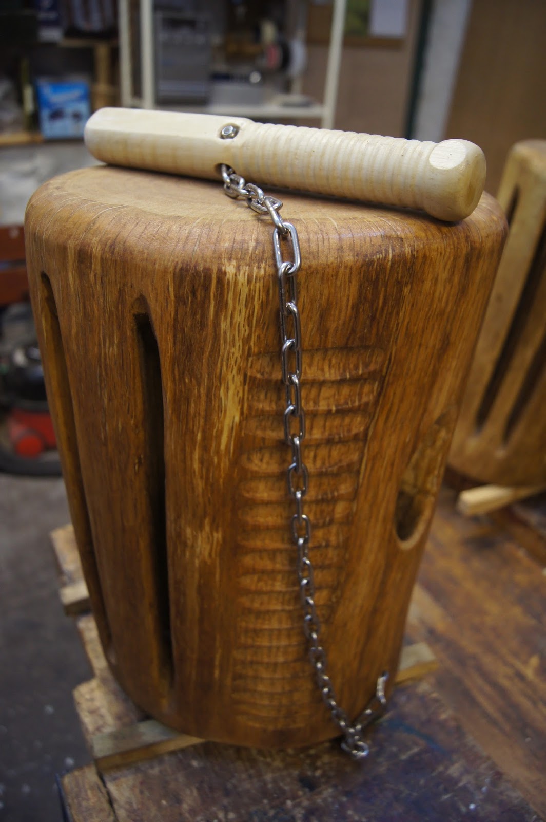 A drum stool with a difference! Making carved wooden drums as seats