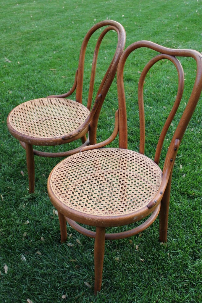 Antique White pair of bentwood chairs