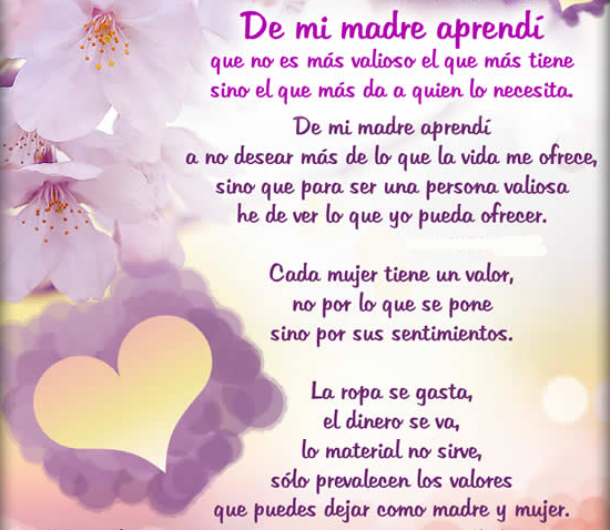 Mensaje Positivo para el día de la madre - De mi madre aprendí ...