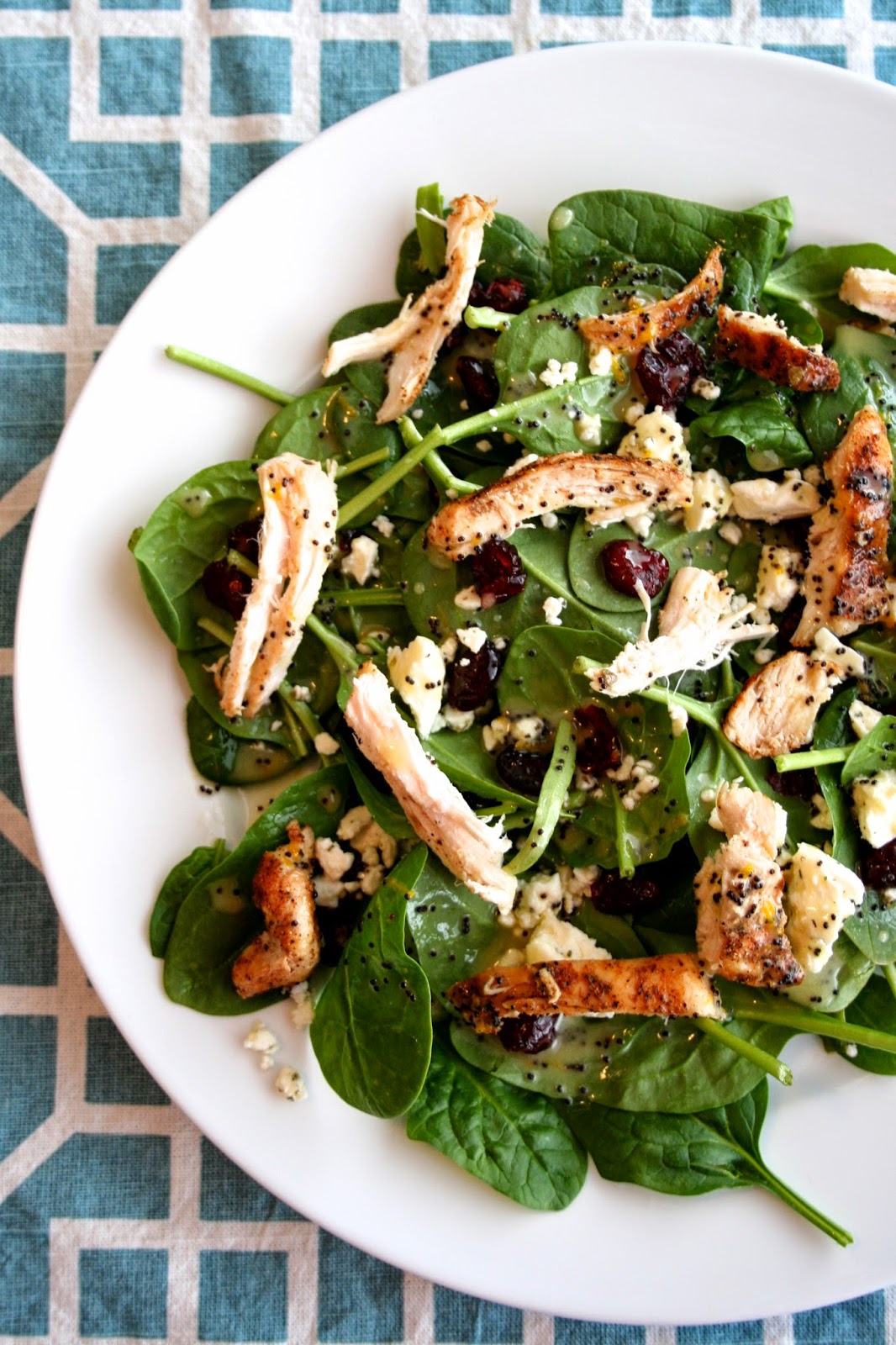 Grilled Chicken and Cranberry Feta Salad with Orange Poppy Seed Dressing