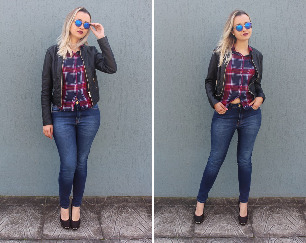 Camisa Xadrez Com Jaqueta Jeans Camisa Xadrez Com Jaqueta Jeans