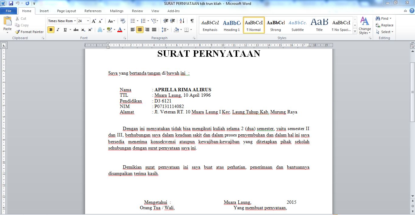 Cara Membuat Surat Cuti Kuliah Suratmenyuratnet