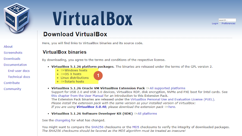 VirtualBox 홈페이지