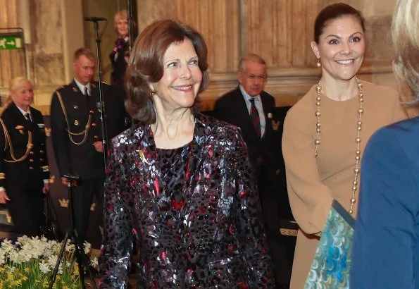 Crown Princess Victoria wore Gianvito Rossi Gianvito Leather Point Toe Pumps. King Carl Gustaf and Queen Silvia attend anniversary concert