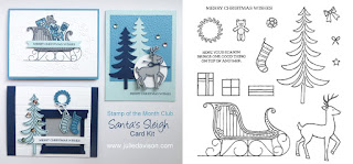 Stampin' Up! Santa's Sleigh Christmas Card kit for Stamp of the Month Club by Julie Davison www.juliedavison.com/clubs