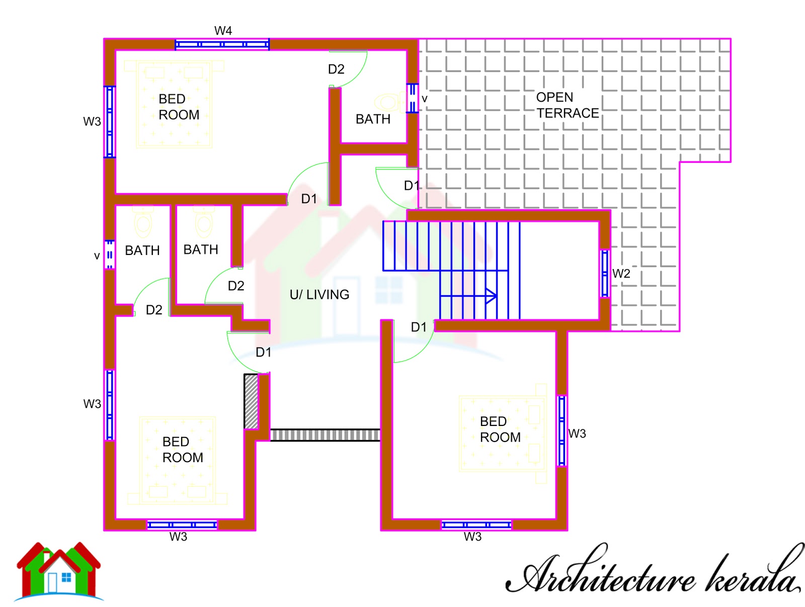 Architecture Kerala: 5 BEDROOM HOUSE PLAN AND ITS ELEVATION IN 2200 SQFT