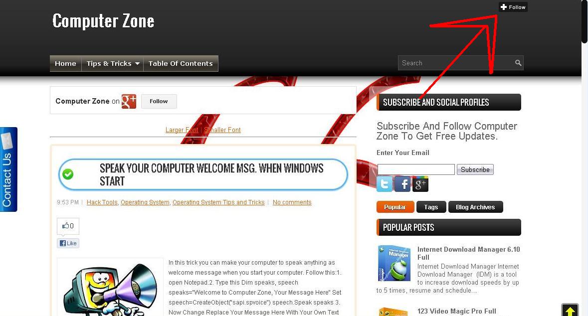 Add Floating Follow Button Like Tumblr In Blogger ~ Computer Zone