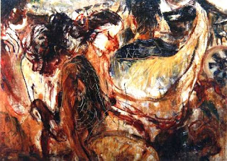 Lukisan Karya Affandi dengan Tema Batik Ladies Lukisan Karya Affandi dengan Tema Batik Ladies _ Medium: Oil pain , Canvas _ Tahun Pembuatan: 1947 _ Dimensi Karya: cm x 120 cm x 93 cm _ Deskripsi: Foto karya berasal dari buku "Affandi Vol I,II,III", koleksi Perpustakaan IVAA.