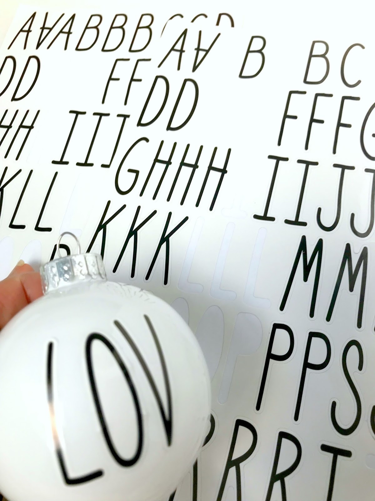 michelle paige blogs Easy Lettered Christmas Ornaments with Stickers