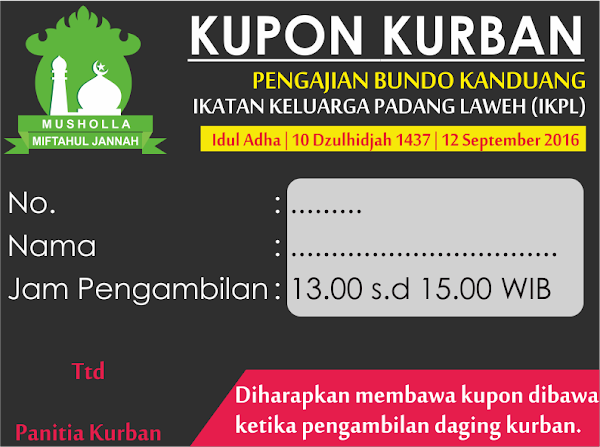 DESAIN KUPON GRATISAN PENGAMBILAN DAGING KURBAN DESAIN KUPON GRATISAN PENGAMBILAN DAGING KURBAN