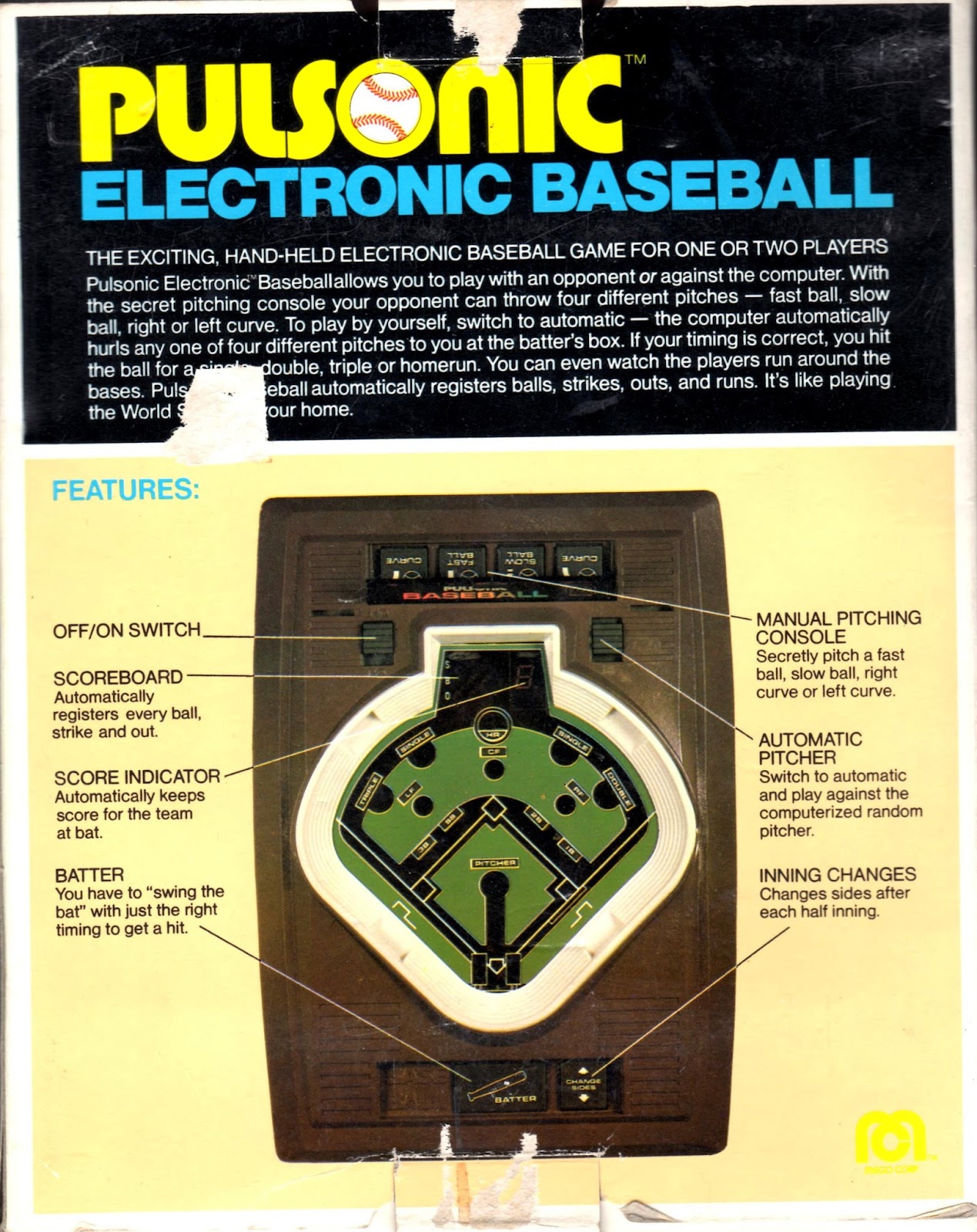Electronic Baseball Mego Pulsonic Electronic Baseball
