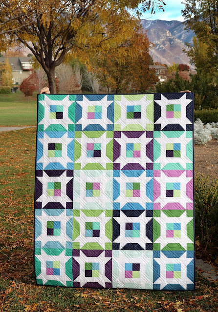Little Miss quilt pattern from A Bright Corner - perfect for using Layer Cake squares or Jelly Roll strips!