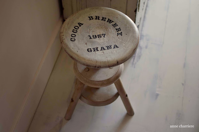 www.annecharriere.com, milk paint, antique watchmaker stool, 