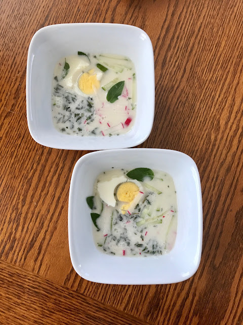 chilled coconut milk with herbs