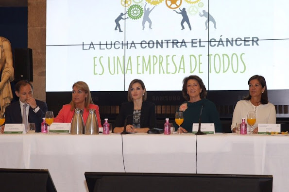 Queen Letizia of Spain attended a meeting with members of AECC (Spanish Association Against Cancer) at the Real Academia de Bellas Artes de San Fernando