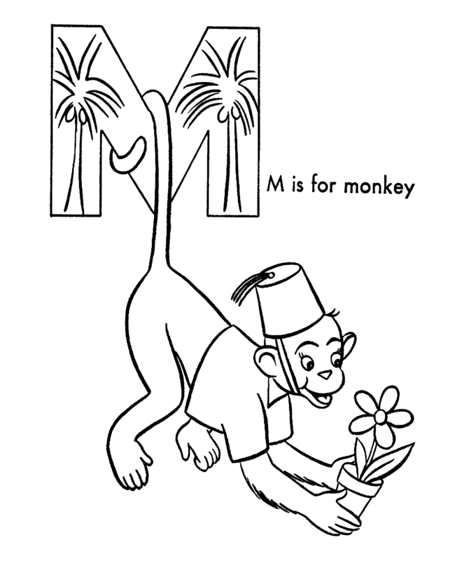 m for monkey coloring pages - photo #19