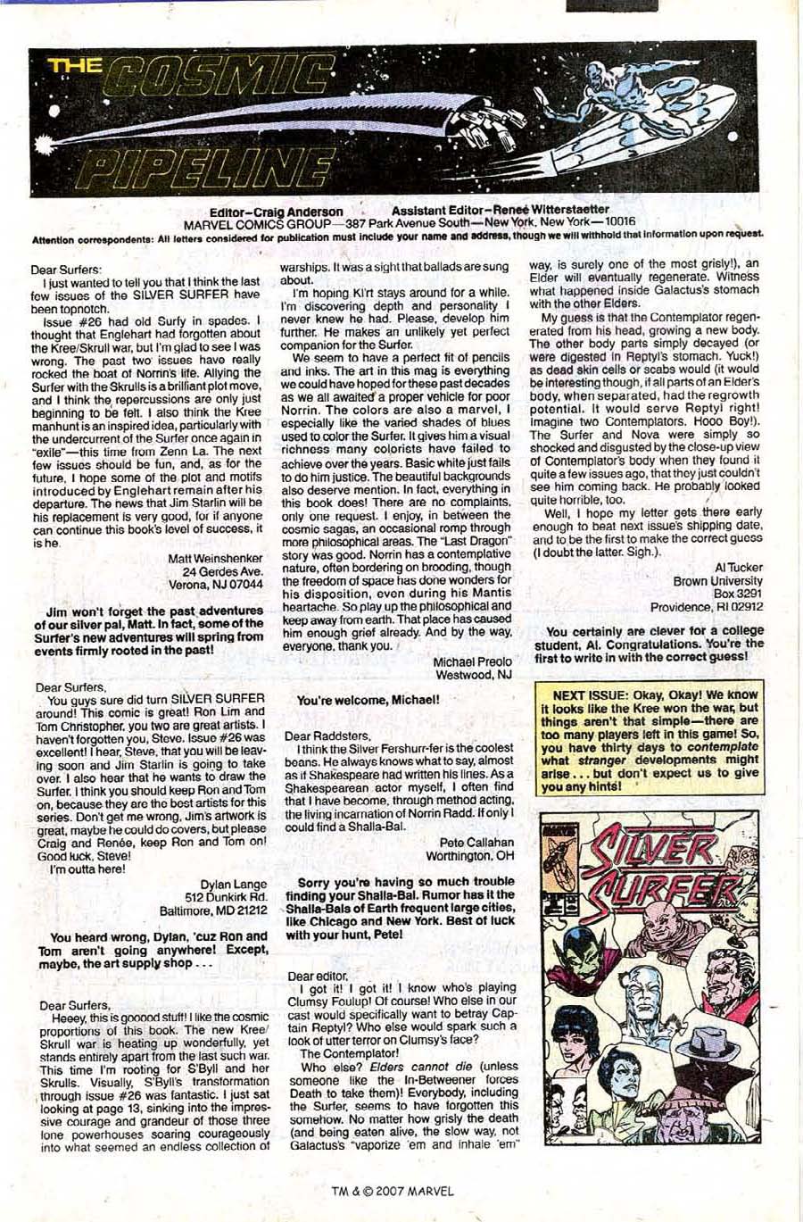 Read online Silver Surfer (1987) comic - Issue #29 - 33