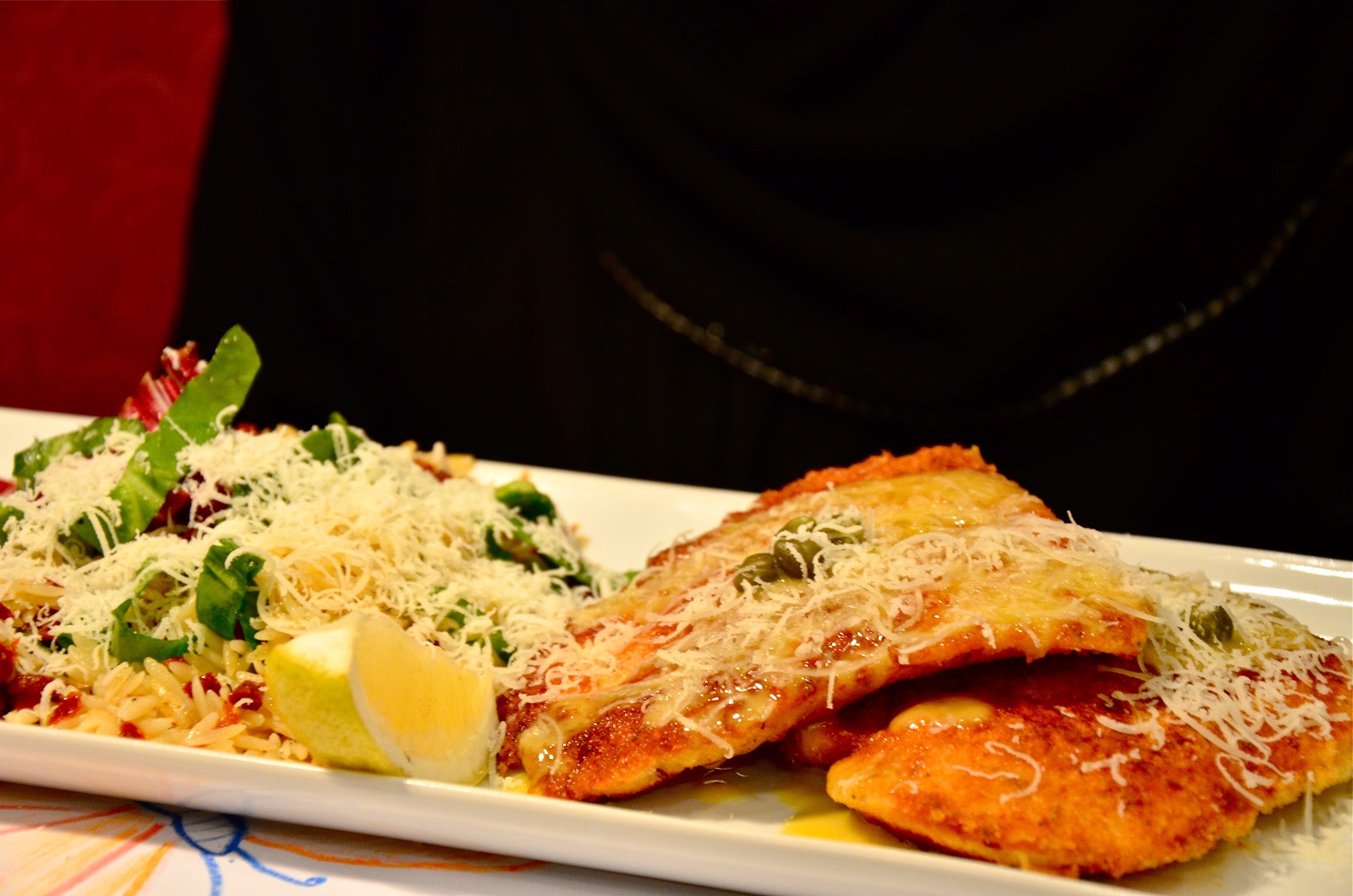 Living to EAT Parmesan Crusted Hammour Dhs 51, Romanos Macaroni