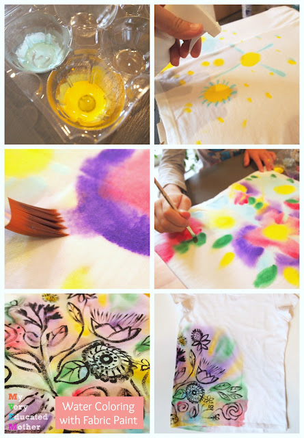 It's easier than you think to recreate a watercolor effect on fabric and NOT use tie dye! DecoArts So Soft Fabric Paint is less mess, much cheaper, and offers more color options. 