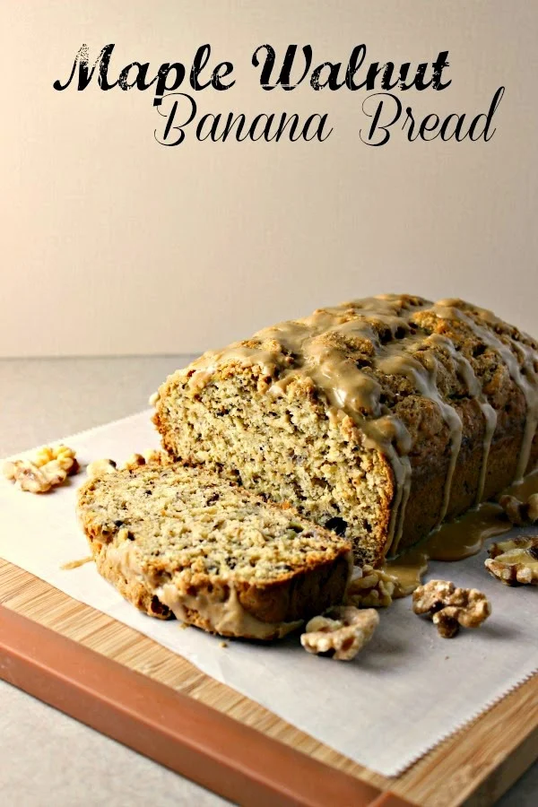 Renee's Kitchen Adventures:  Maple Walnut Banana Bread with Maple Glaze.  Sweetened with pure maple syrup.  #maple #banana