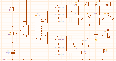 Police Lights Circuit with 555 and 4017 IC | Circuit Wiring
