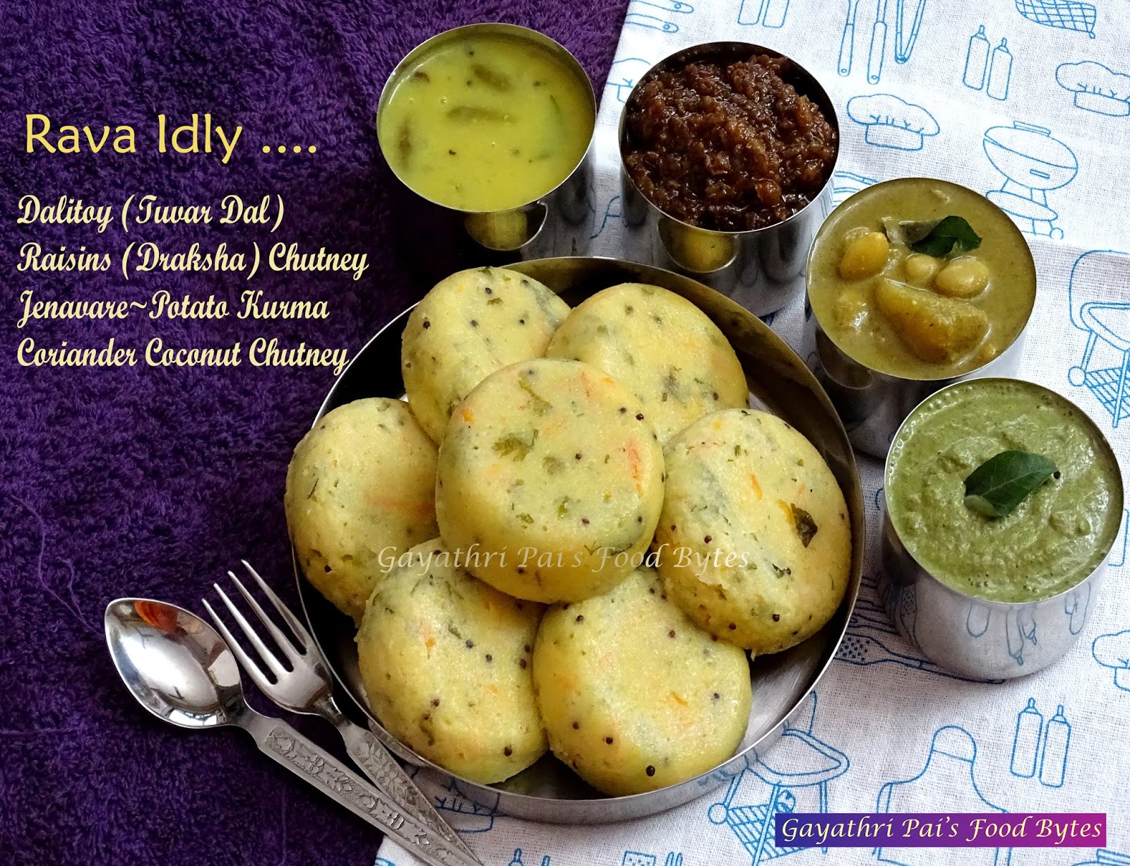 Gayathri Pai's Food Bytes: Rava Idly With Bansi Rava~Carrots~Curds.