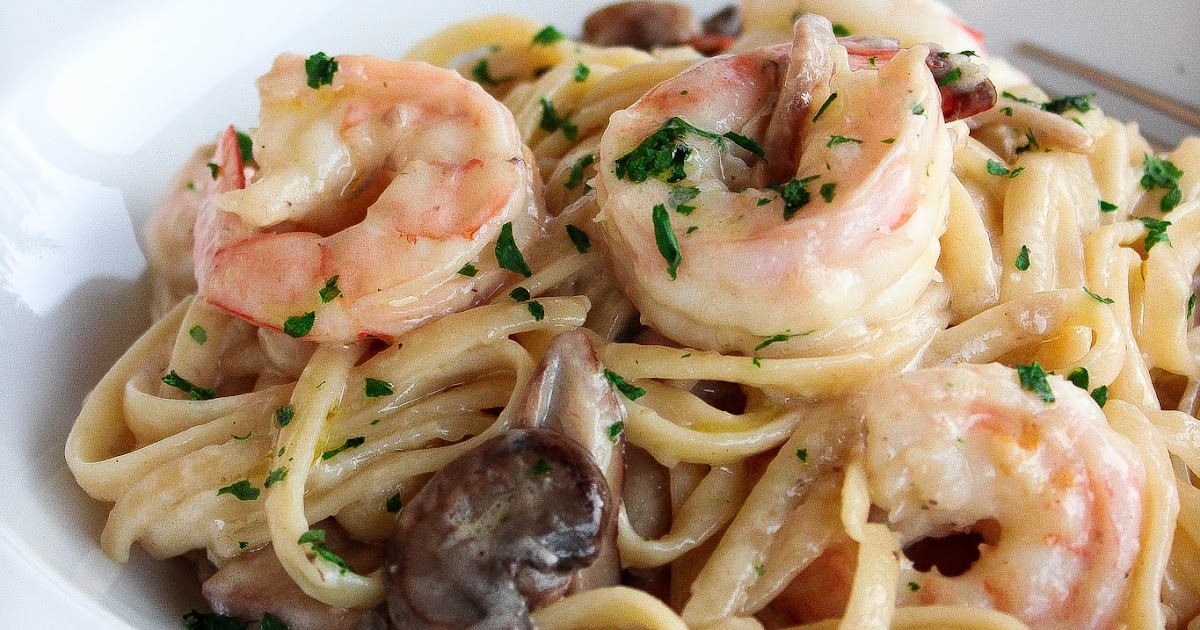Woman and the Whisk Shrimp & Mushroom Linguine With A Cognac Cream Sauce