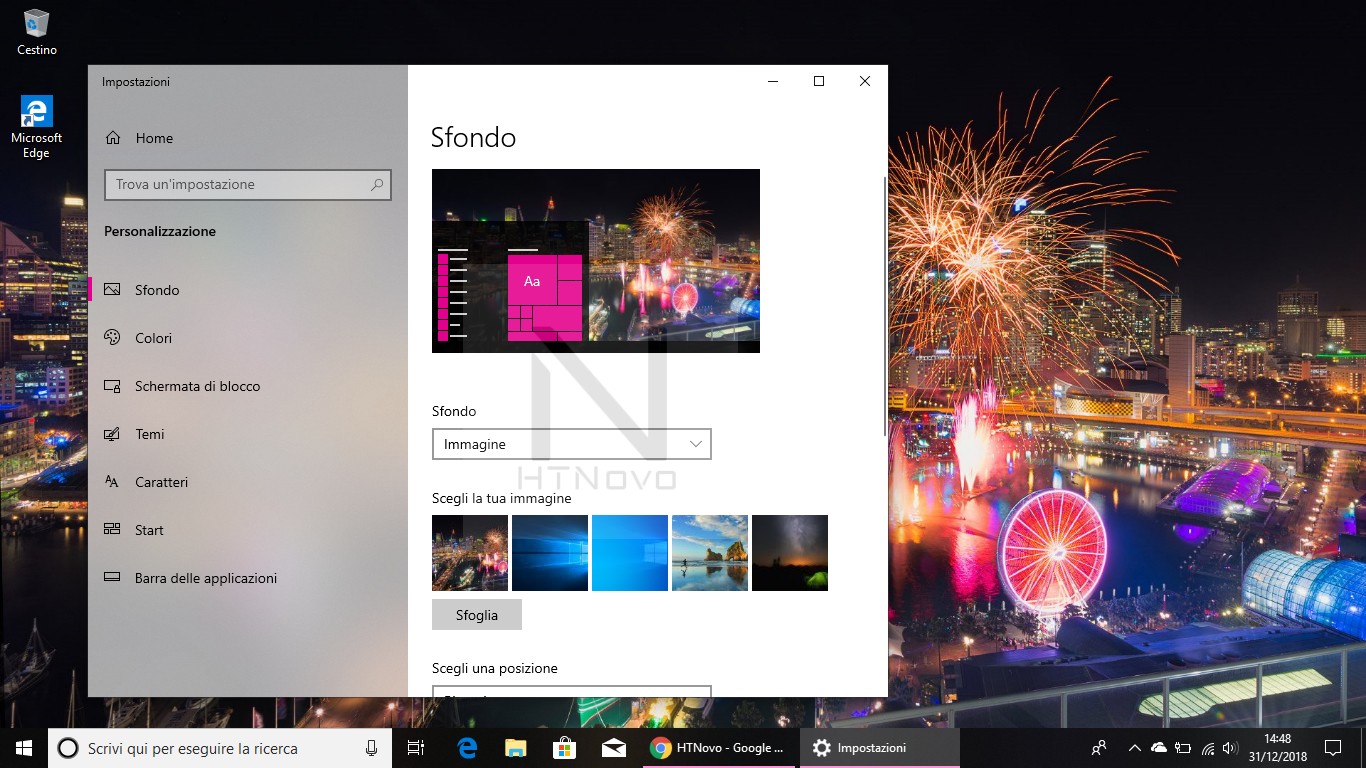Impostare immagine specifica di un Tema Windows 10 come sfondo del desktop