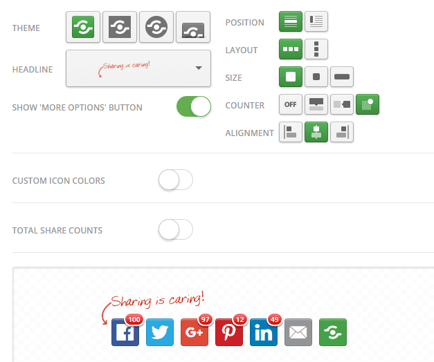 Design sharing button own color