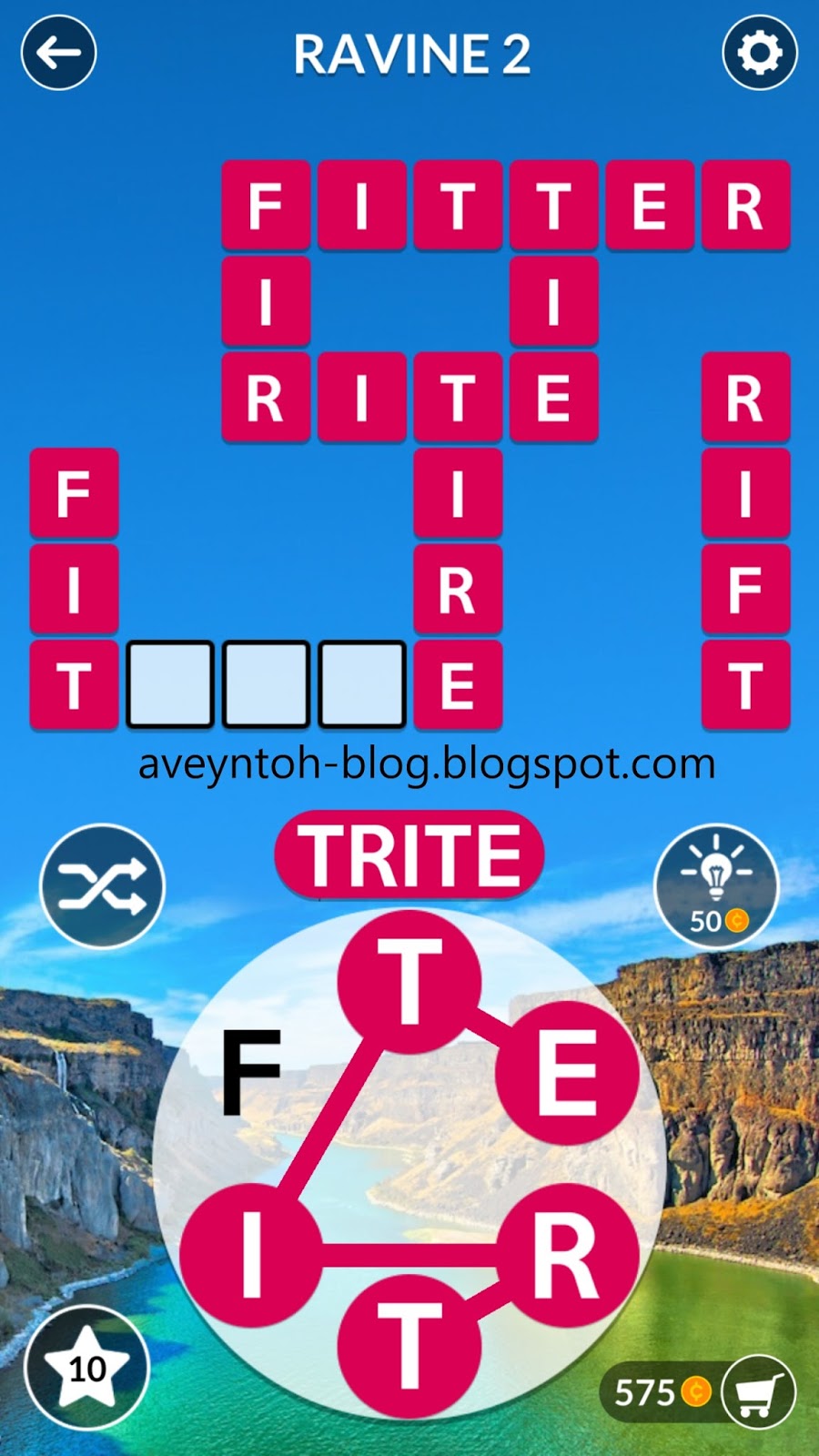 Aveyn's Blog Wordscapes Answers CANYON RAVINE