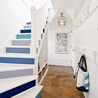 blue painted staircase