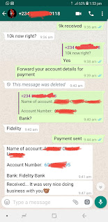 Airtime to cash transaction screenshot
