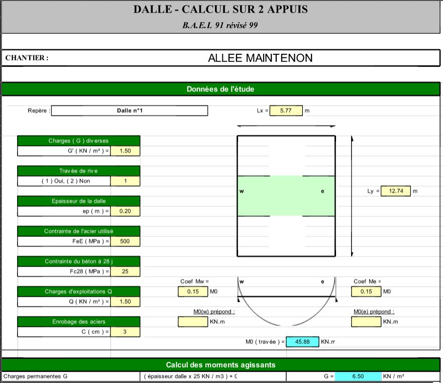 Calcul Dalle Beton Leroy Merlin - Calcul Dalle Sur 2 Appuis Ou 4 Appuis Feuille Excel Cours Genie Civil Outils Livres Exercices Et Videos