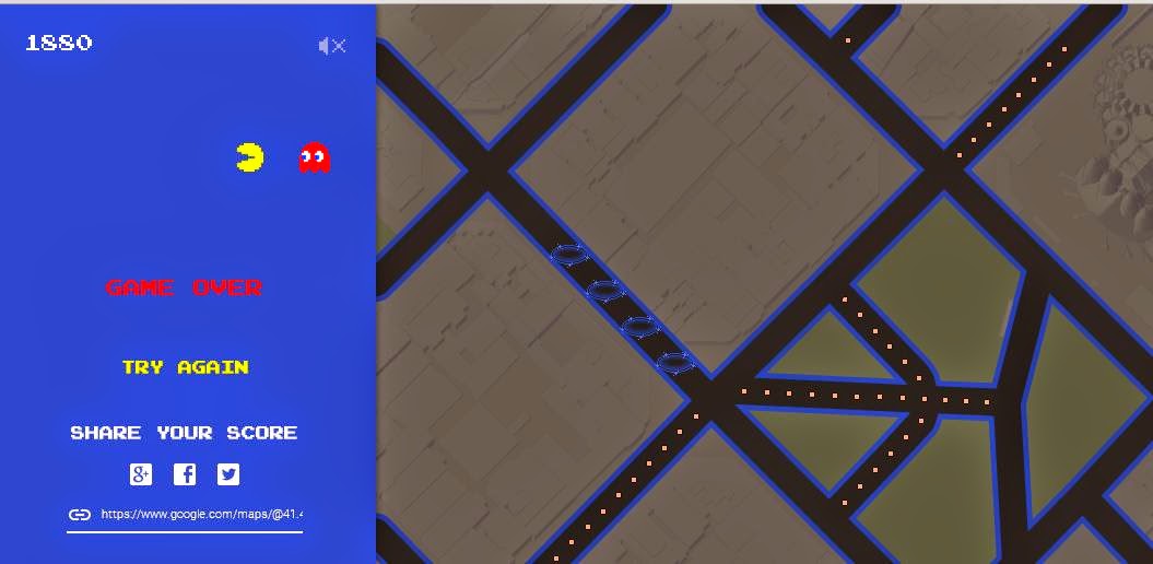 Pac-man, Pac-man google maps, games google maps