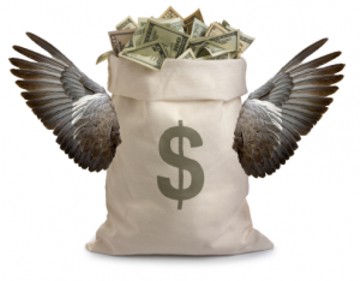 moneybag with wings