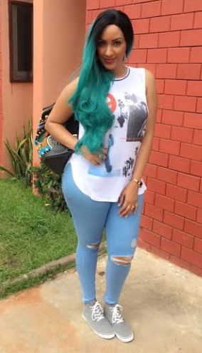 Actress Juliet Ibrahim Steps Out In Green Hair