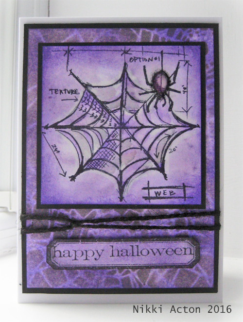 Tim Holtz Halloween Blueprint and Wilted Violet Distress Ink Card