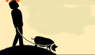 Milo com o seu porquinho Hamlet