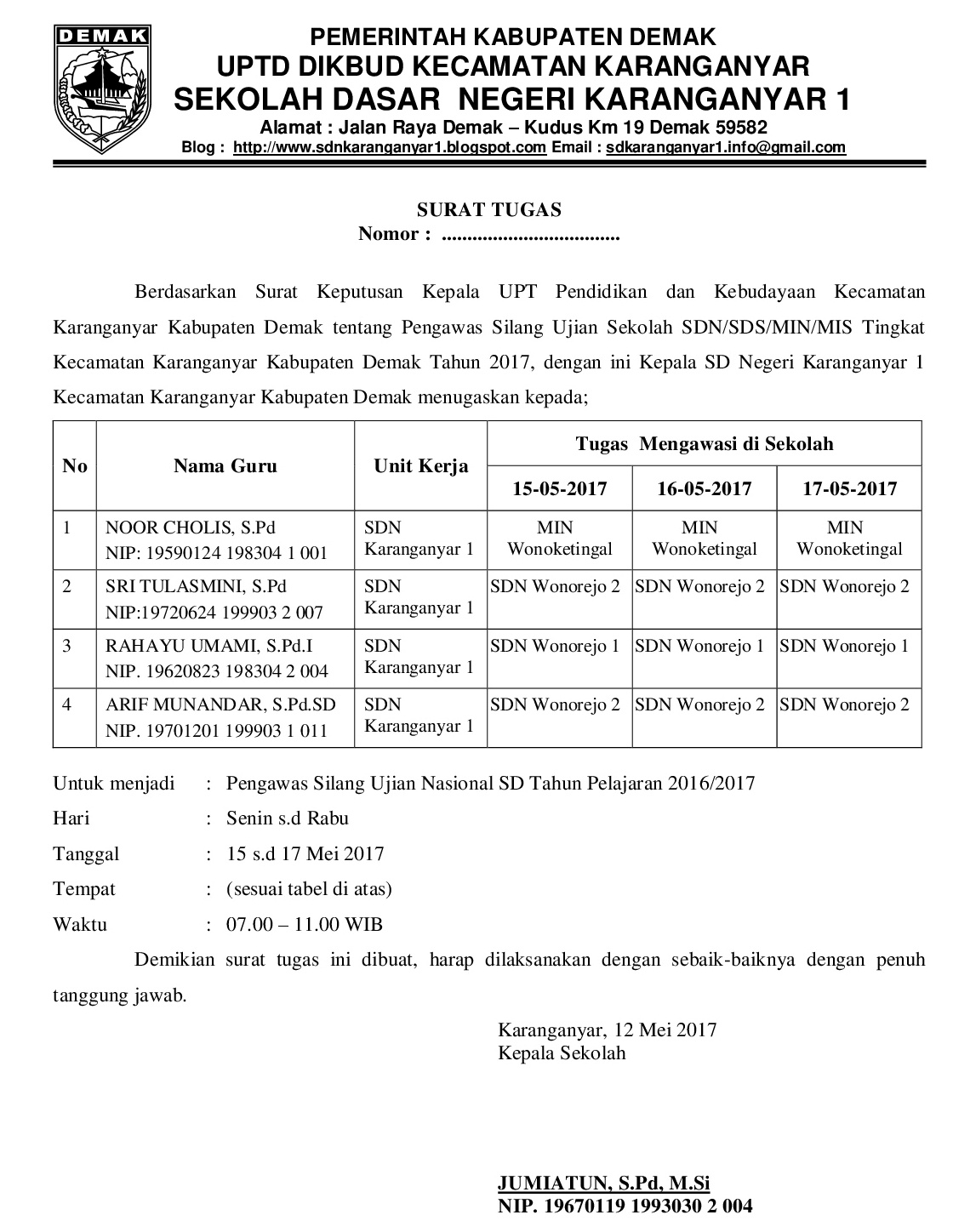 Download Contoh Surat Tugas Pengawas Ujian Nasional Un