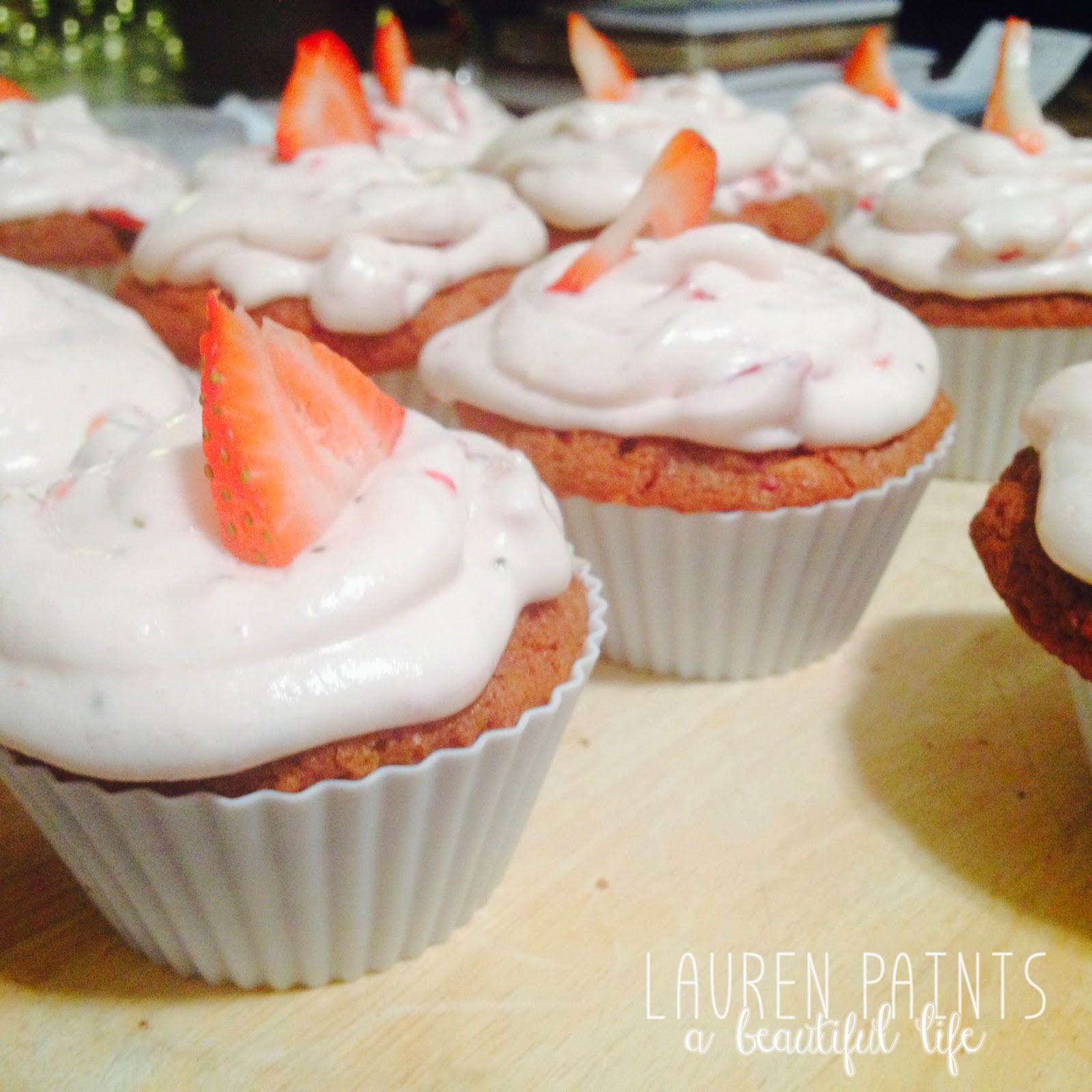 Healthy, Gluten Free, and Delicious Strawberry "Muffincake" recipe with a Strawberry Cream Icing 