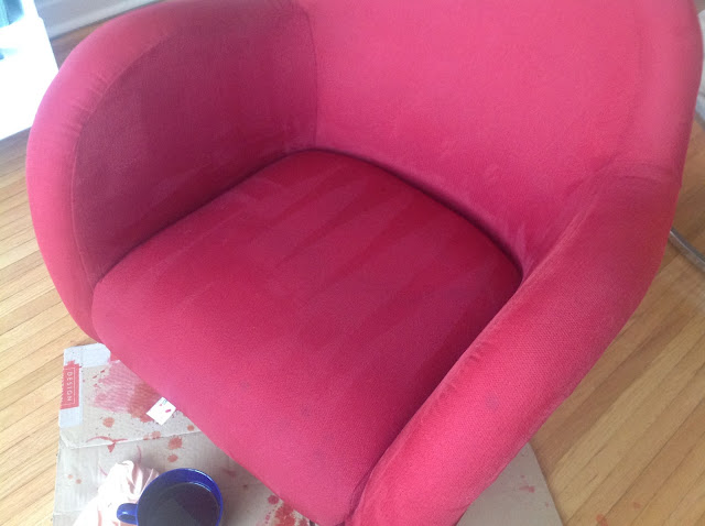 dye drying on chair dye drying on chair