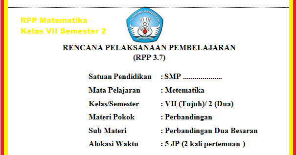 Rpp Matematika Smp Kelas 7 Semester 2 Revisi Tahun 2020 2021 Update Data Pendidikan Update