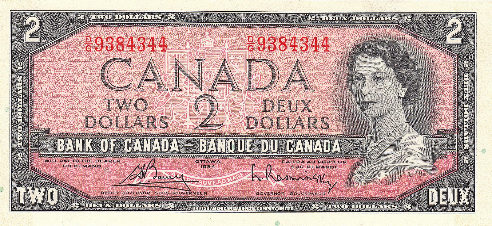 Canada 2 Dollars banknote 1954 Queen Elizabeth II|World Banknotes ...