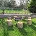 Fire Pit With Tree Stump Stools