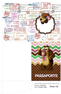 Masha y el Oso: Imprimibles Gratis para Fiestas. Imprimible con forma de Pasaporte de Masha y el Oso.